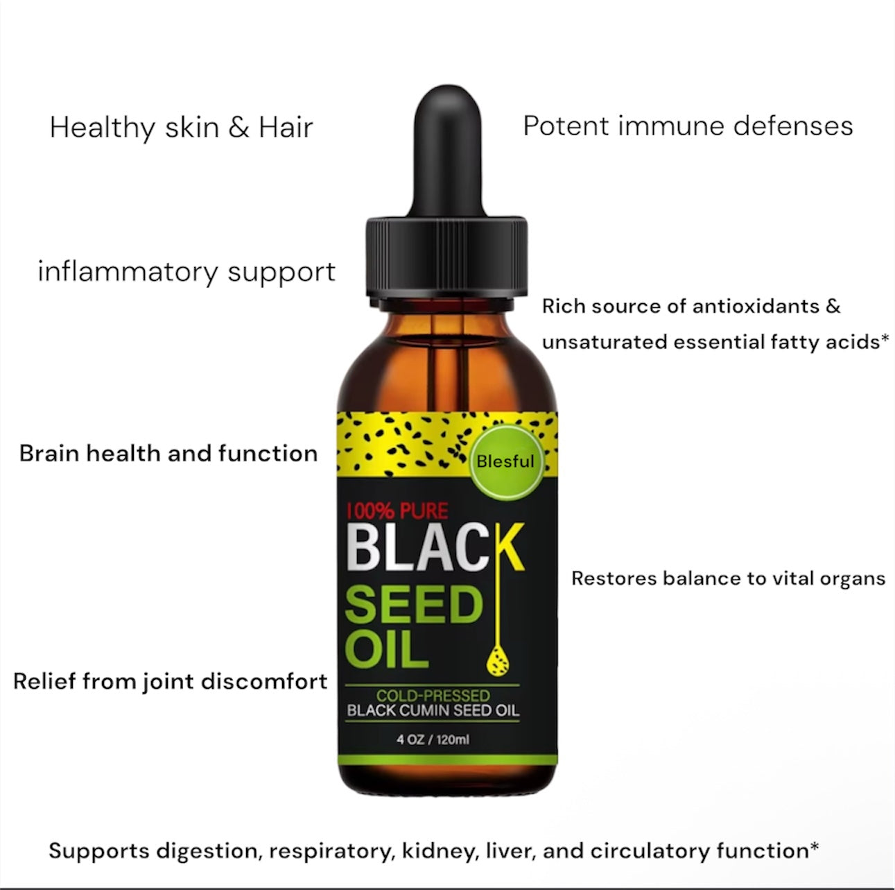 Blesful Organic Cold-Pressed Black Seed Oil (4oz)