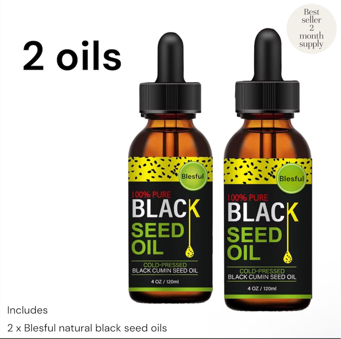 Blesful Organic Cold-Pressed Black Seed Oil (4oz)